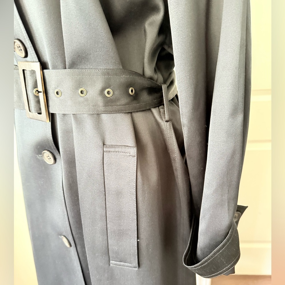 CELINE Silk Wool Blend Belted Trench Coat - Picture 9 of 16